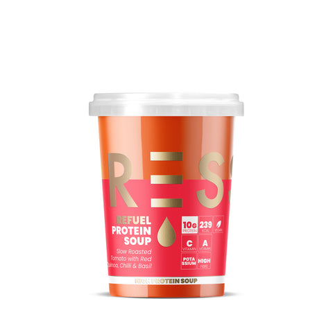 PRESS Refuel (Slow Roasted Tomato, Red Quinoa, Chilli & Basil) Protein Soup 6x485g