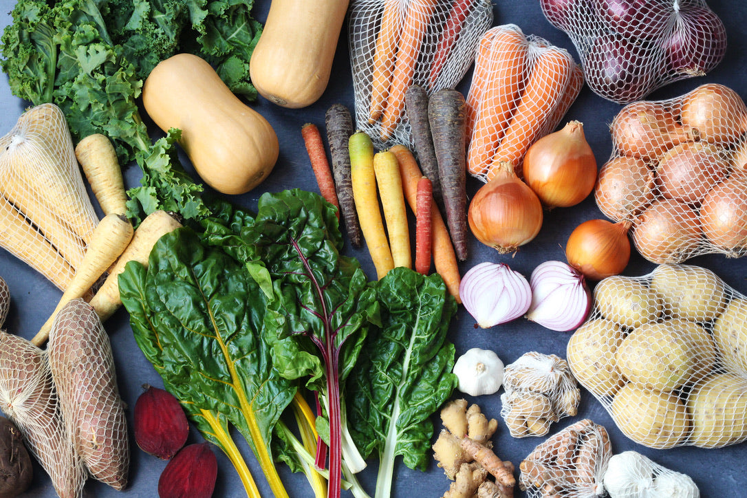 a selection of organic vegetables